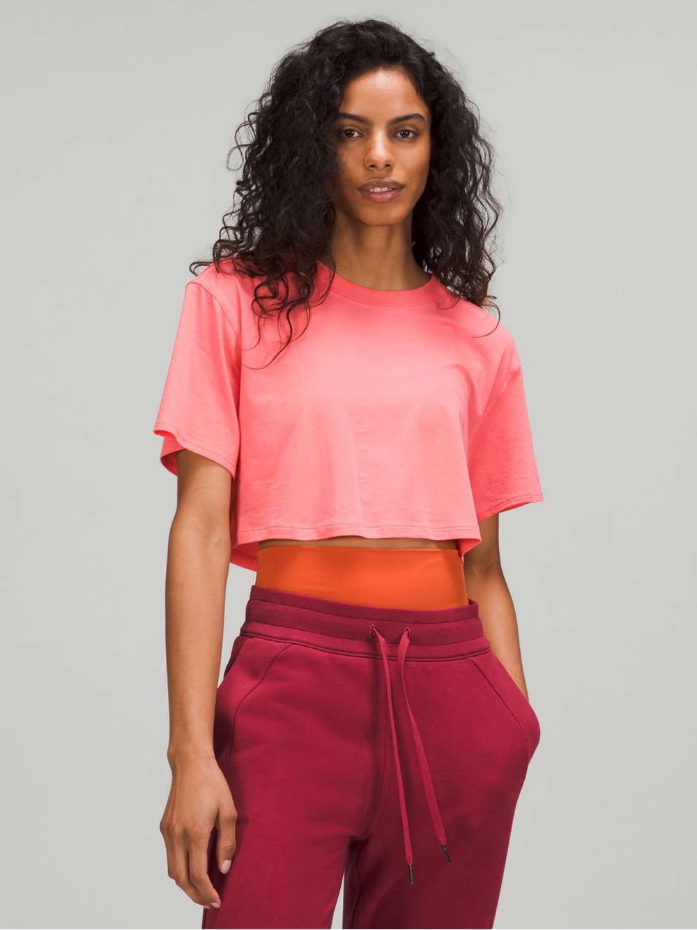 lululemon All Yours Cropped Tee - Raspberry Cream - Size 4